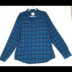 American Eagle Mens Shirt XL Blue Plaid Flannel